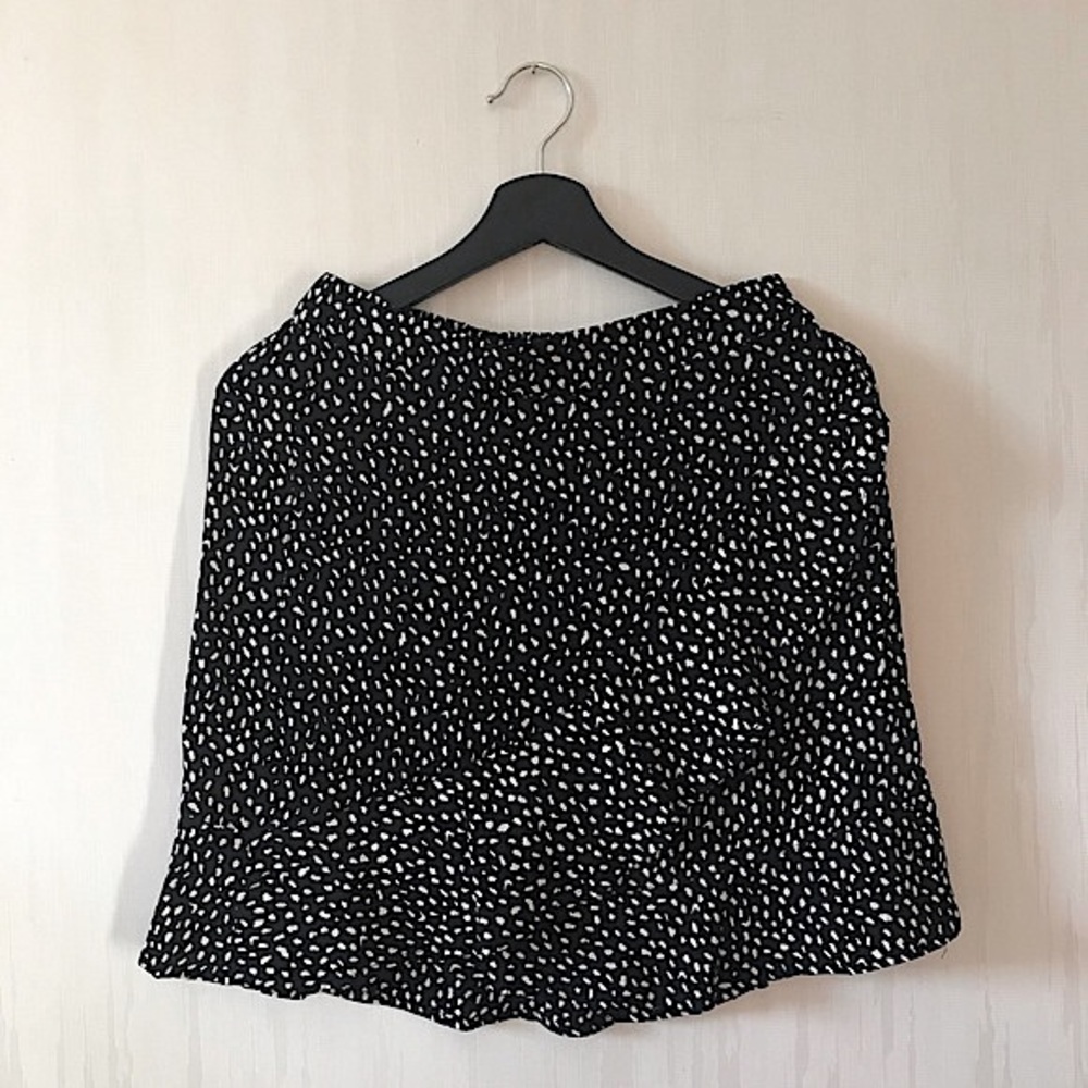 Dynamite Black & White Polkadots Mini Ruffle Skirt